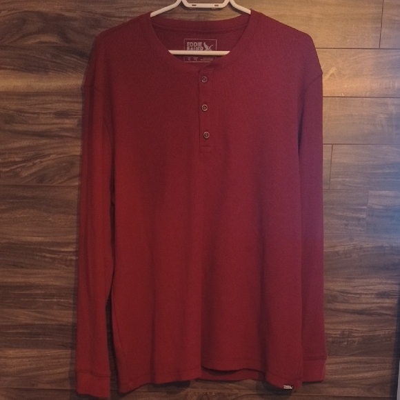 Eddie Bauer Other - Eddie Bauer - Thermal 3 Button Long Sleeve Shirt Maroon Dark Red